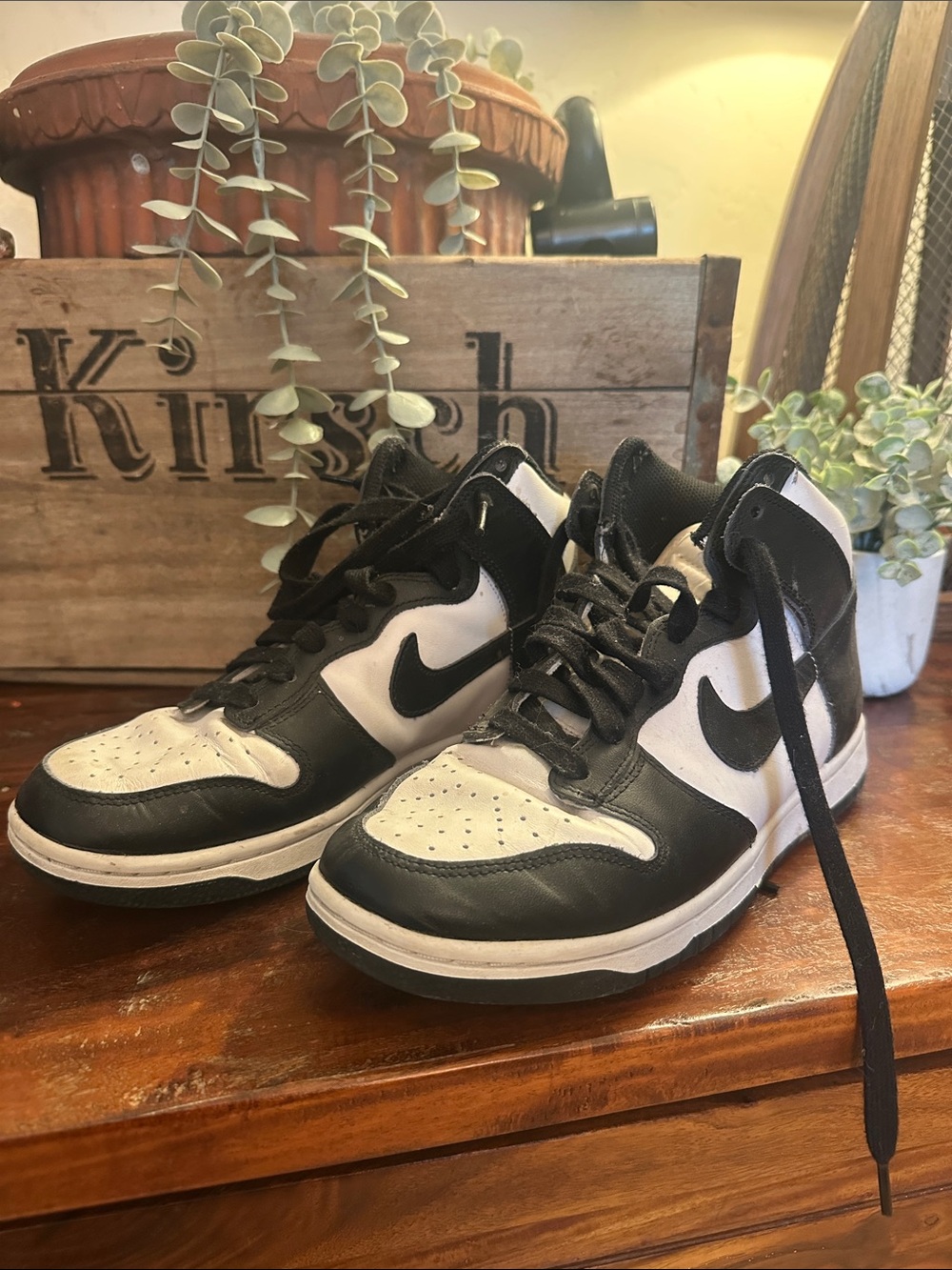 Nike Women's Black and White High-Top Sneakers